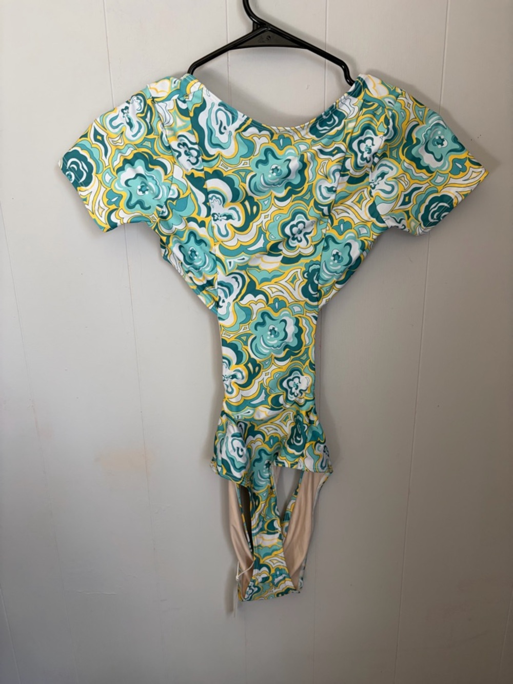La Gotta Floral Print Leotard in Teal & Yellow swimsuit